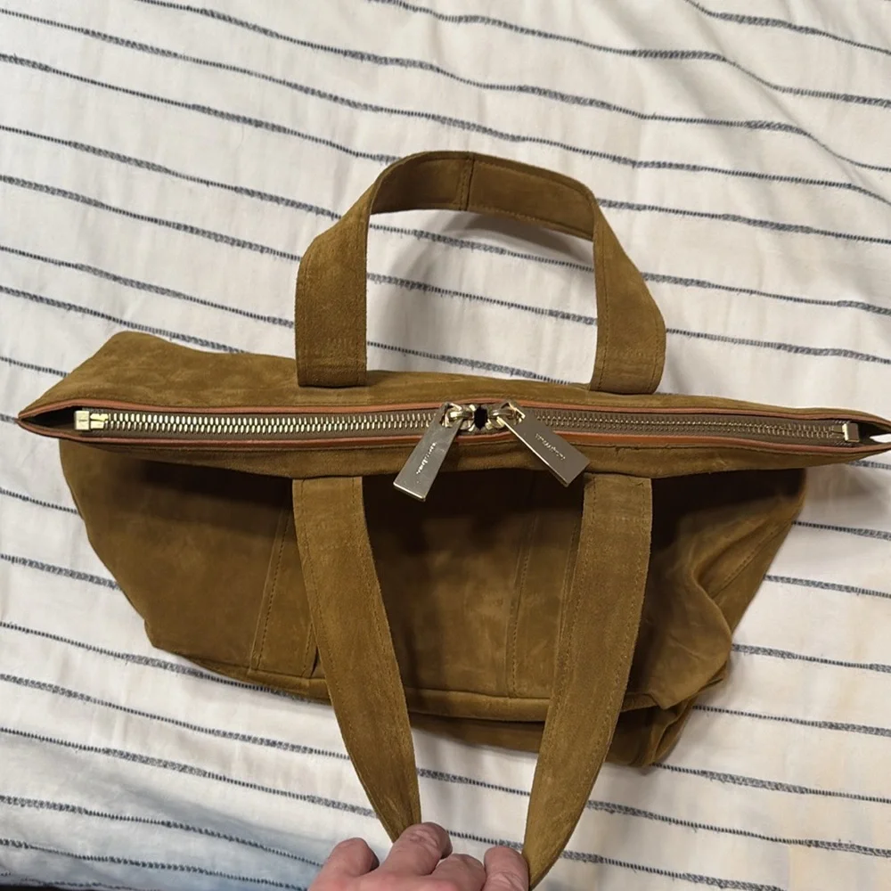 Vanessa Bruno Brown Suede Top Handle Zip-Up Purse - Picture 3 of 5